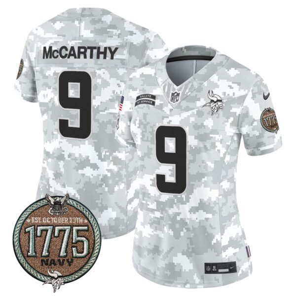 Women's Vikings 2024 Salute to Service Establishment Year Patch Vapor Limited Jersey - All Stitched - Image 21