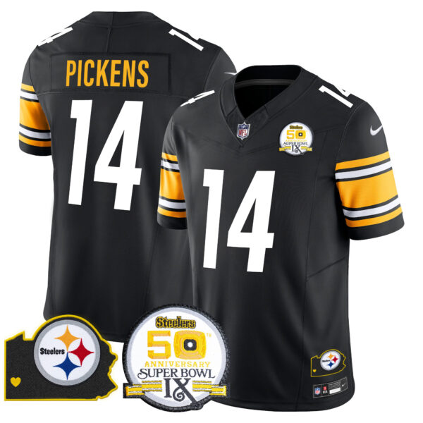 Men's Steelers 50th Anniversary Of Super Bowl IX & Map Patch Vapor Limited Jersey - All Stitched - Image 21