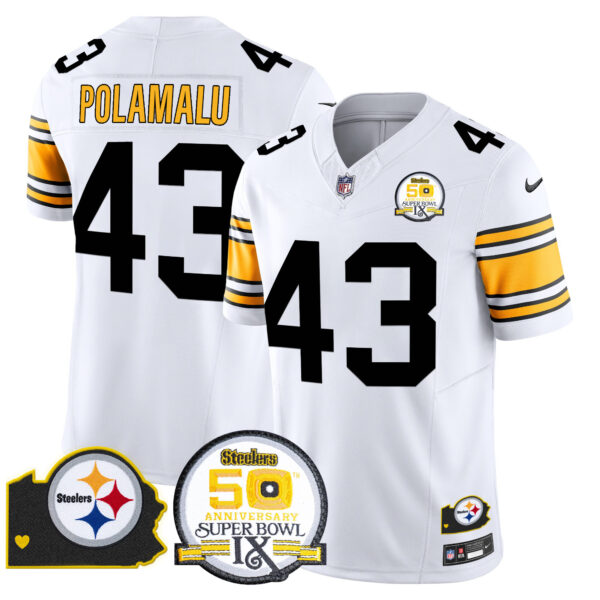 Men's Steelers 50th Anniversary Of Super Bowl IX & Map Patch Vapor Limited Jersey - All Stitched - Image 14