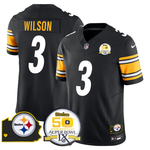 Men's Steelers 50th Anniversary Of Super Bowl IX & Map Patch Vapor Limited Jersey - All Stitched - Image 27