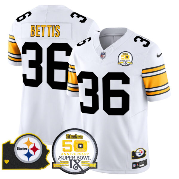 Men's Steelers 50th Anniversary Of Super Bowl IX & Map Patch Vapor Limited Jersey - All Stitched - Image 17