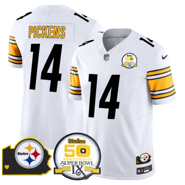 Men's Steelers 50th Anniversary Of Super Bowl IX & Map Patch Vapor Limited Jersey - All Stitched - Image 30