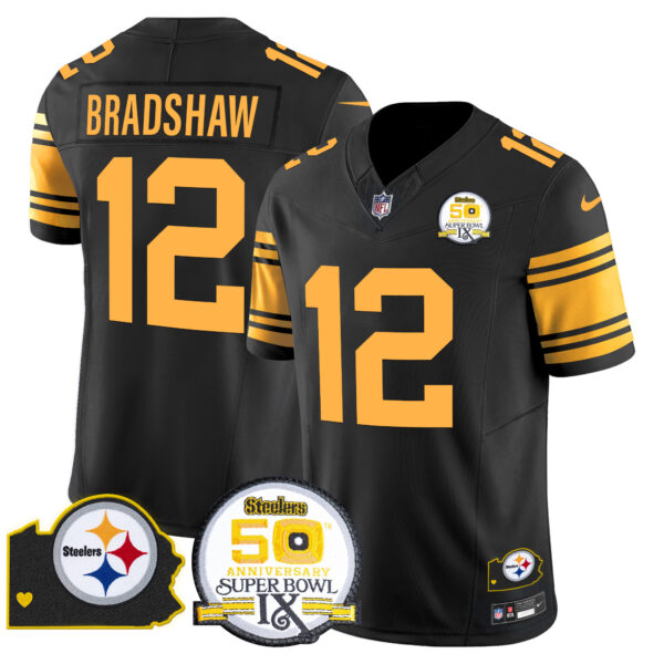 Men's Steelers 50th Anniversary Of Super Bowl IX & Map Patch Vapor Limited Jersey - All Stitched - Image 51