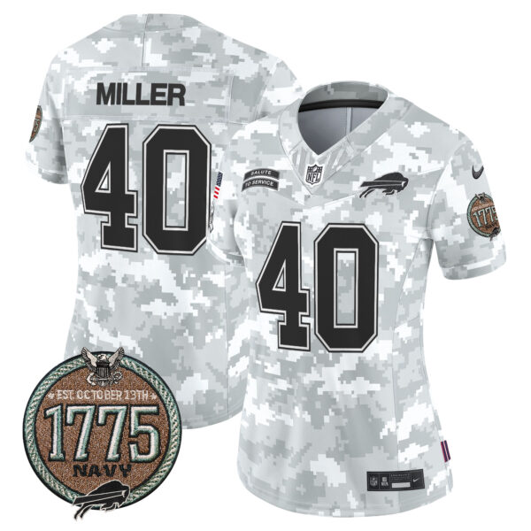 Women's Bills 2024 Salute to Service Establishment Year Patch Vapor Limited Jersey - All Stitched - Image 20
