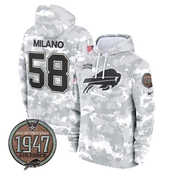 Men's Buffalo Bills 2024 Salute to Service Establishment Year Patch Fleece Pullover Hoodie - All Stitched - Image 29