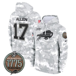 Men's Buffalo Bills 2024 Salute to Service Establishment Year Patch Fleece Pullover Hoodie - All Stitched