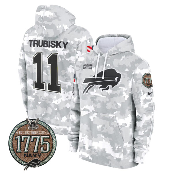 Men's Buffalo Bills 2024 Salute to Service Establishment Year Patch Fleece Pullover Hoodie - All Stitched - Image 19