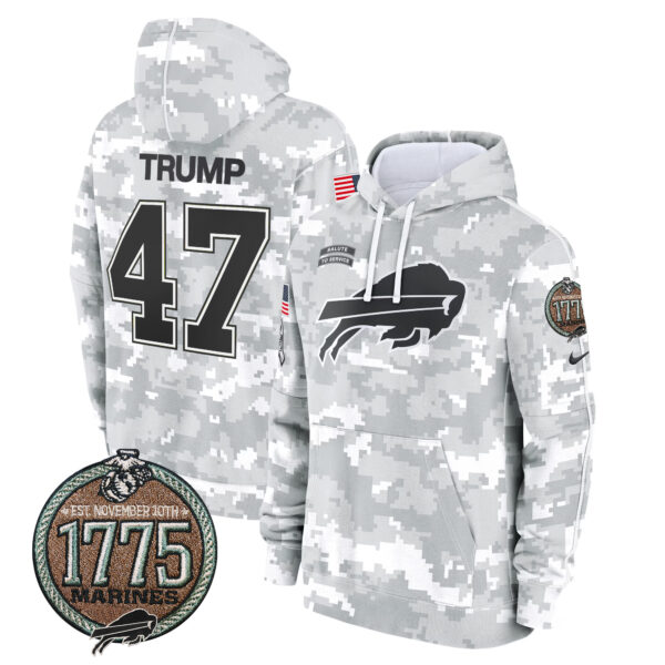 Men's Buffalo Bills 2024 Salute to Service Establishment Year Patch Fleece Pullover Hoodie - All Stitched - Image 8