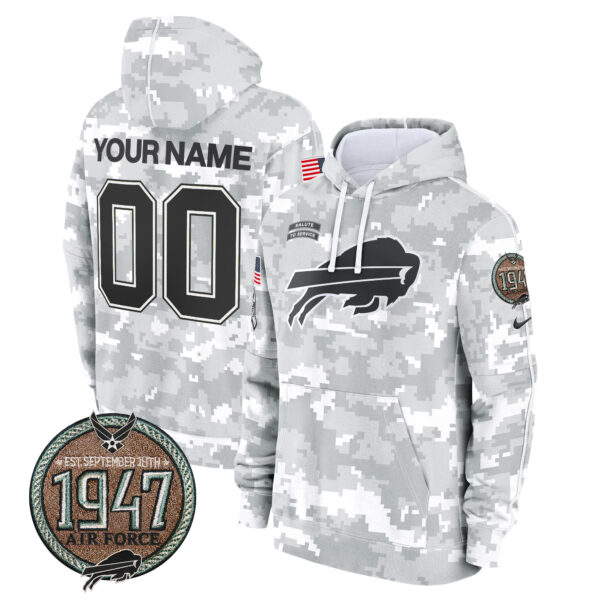 Buffalo Bills 2024 Salute to Service Establishment Year Patch Custom Fleece Pullover Hoodie - All Stitched - Image 4