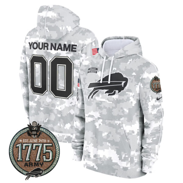 Buffalo Bills 2024 Salute to Service Establishment Year Patch Custom Fleece Pullover Hoodie - All Stitched - Image 2