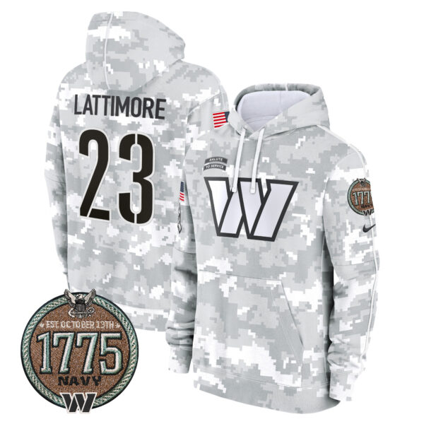 Men's Commanders 2024 Salute to Service Establishment Year Patch Fleece Pullover Hoodie - All Stitched - Image 26