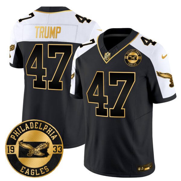 Men's Philadelphia Eagles 2024 Throwback Gold Vapor Limited Jersey - Est. 1933 Patch - All Stitched - Image 9