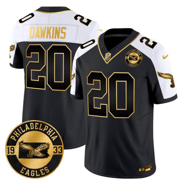 Men's Philadelphia Eagles 2024 Throwback Gold Vapor Limited Jersey - Est. 1933 Patch - All Stitched - Image 8
