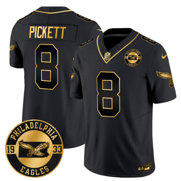 Men's Philadelphia Eagles 2024 Throwback Gold Vapor Limited Jersey - Est. 1933 Patch - All Stitched - Image 20