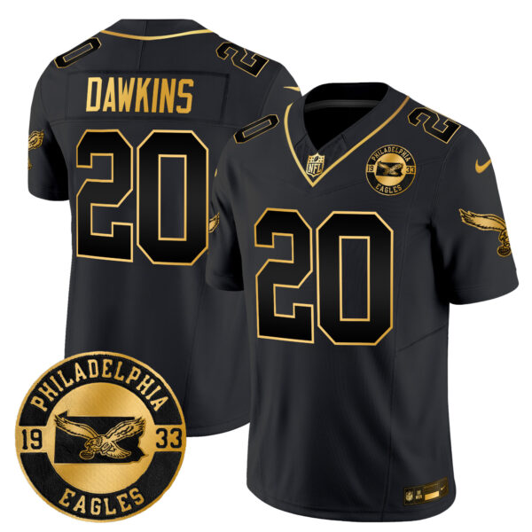 Men's Philadelphia Eagles 2024 Throwback Gold Vapor Limited Jersey - Est. 1933 Patch - All Stitched - Image 26