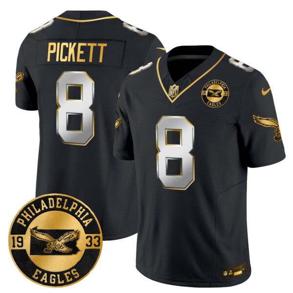 Men's Philadelphia Eagles 2024 Throwback Gold Vapor Limited Jersey - Est. 1933 Patch - All Stitched - Image 29