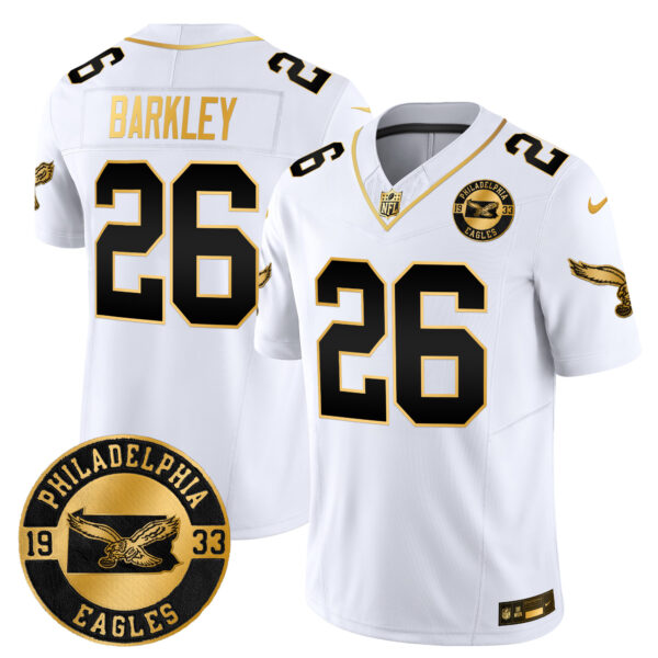 Men's Philadelphia Eagles 2024 Throwback Gold Vapor Limited Jersey - Est. 1933 Patch - All Stitched - Image 10