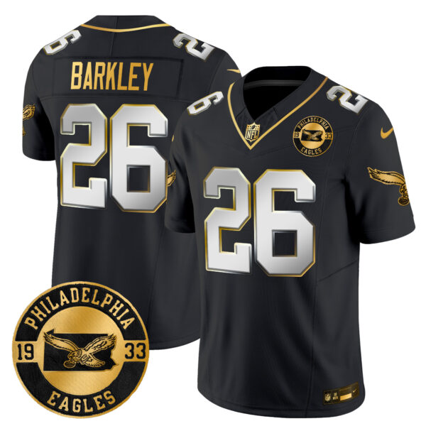 Men's Philadelphia Eagles 2024 Throwback Gold Vapor Limited Jersey - Est. 1933 Patch - All Stitched - Image 28