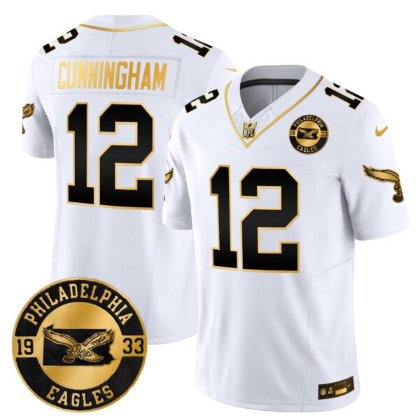 Men's Philadelphia Eagles 2024 Throwback Gold Vapor Limited Jersey - Est. 1933 Patch - All Stitched - Image 15