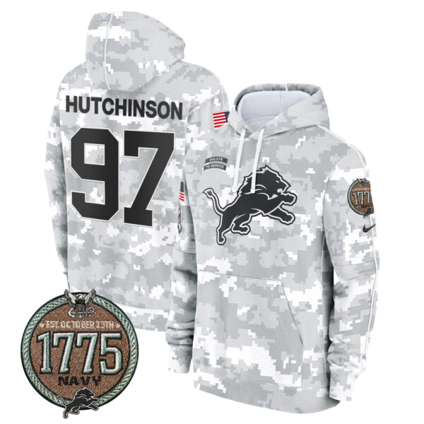 Men's Detroit Lions 2024 Salute to Service Establishment Year Patch Fleece Pullover Hoodie - All Stitched - Image 18