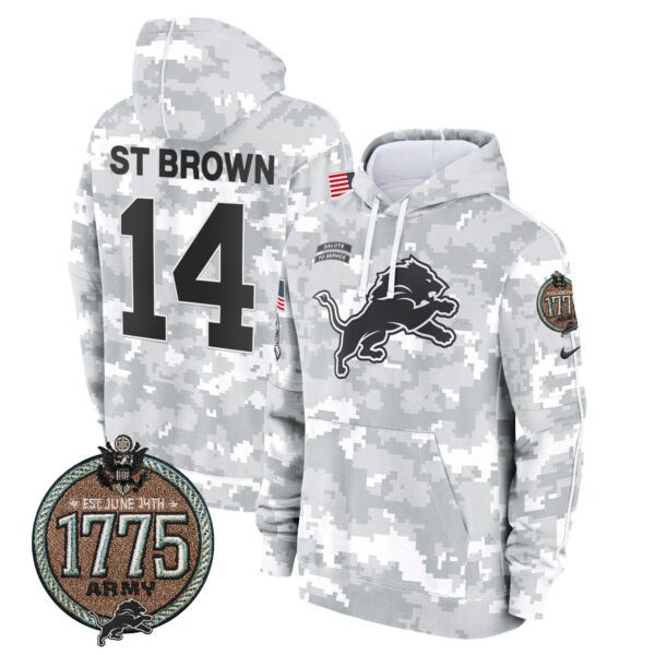 Men's Detroit Lions 2024 Salute to Service Establishment Year Patch Fleece Pullover Hoodie - All Stitched - Image 11