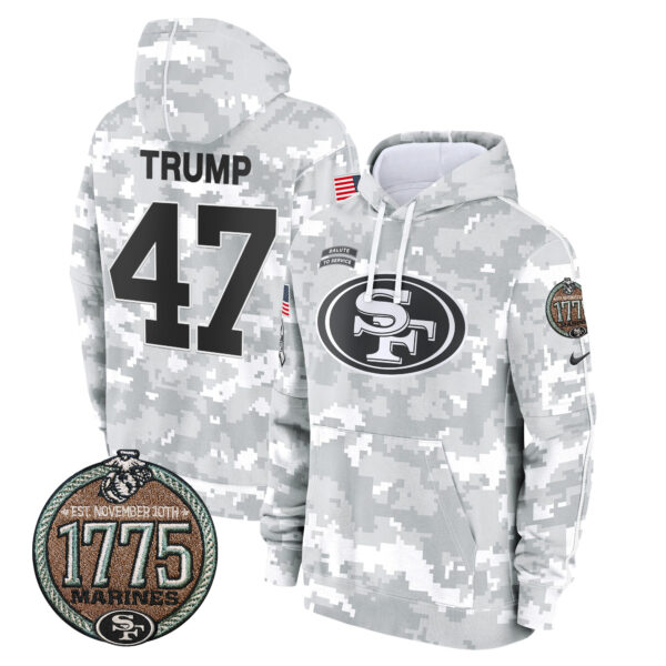 Men's 49ers 2024 Salute to Service Establishment Year Patch Fleece Pullover Hoodie - All Stitched - Image 11