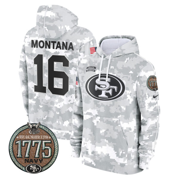 Men's 49ers 2024 Salute to Service Establishment Year Patch Fleece Pullover Hoodie - All Stitched - Image 30