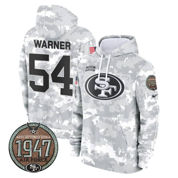 Men's 49ers 2024 Salute to Service Establishment Year Patch Fleece Pullover Hoodie - All Stitched - Image 38