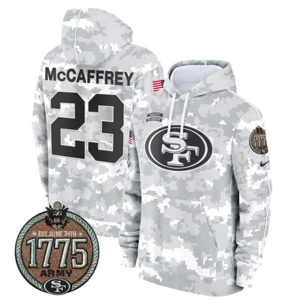 Men's 49ers 2024 Salute to Service Establishment Year Patch Fleece Pullover Hoodie - All Stitched - Image 12