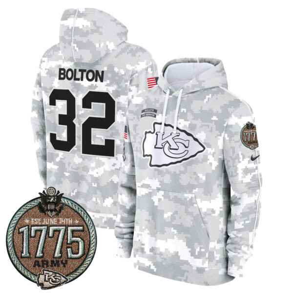 Men's Chiefs 2024 Salute to Service Establishment Year Patch Fleece Pullover Hoodie - All Stitched - Image 14