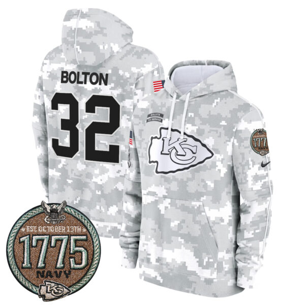 Men's Chiefs 2024 Salute to Service Establishment Year Patch Fleece Pullover Hoodie - All Stitched - Image 22