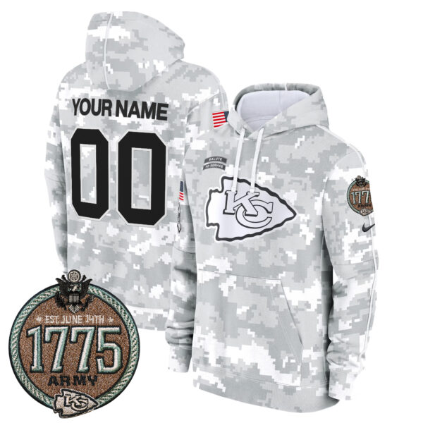 Chiefs 2024 Salute to Service Establishment Year Patch Custom Fleece Pullover Hoodie - All Stitched - Image 2
