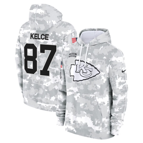 Kansas City Chiefs 2024 Salute to Service Fleece Pullover Hoodie - All Stitched - Image 2