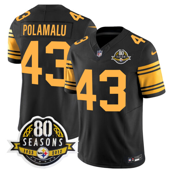 Men's Steelers 80th Anniversary Patch Vapor Limited Jersey - All Stitched - Image 55