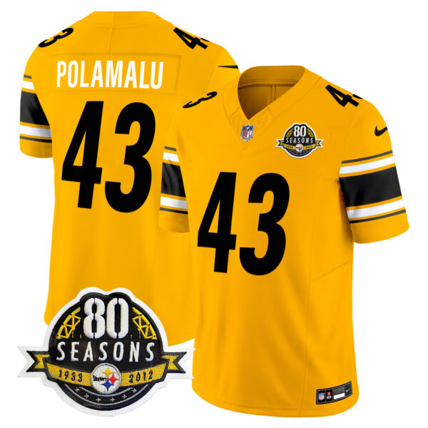 Men's Steelers 80th Anniversary Patch Vapor Limited Jersey - All Stitched - Image 45