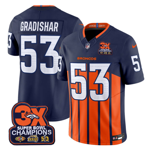 Men's Denver Broncos 3-Time Champions Patch Vapor Limited Jersey V2 - All Stitched - Image 28