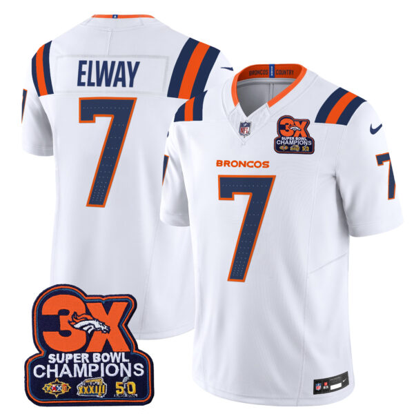 Men's Denver Broncos 3-Time Champions Patch Vapor Limited Jersey V2 - All Stitched - Image 13