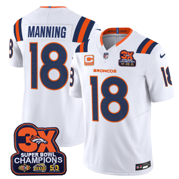 Men's Denver Broncos 3-Time Champions Patch Vapor Limited Jersey V2 - All Stitched - Image 12