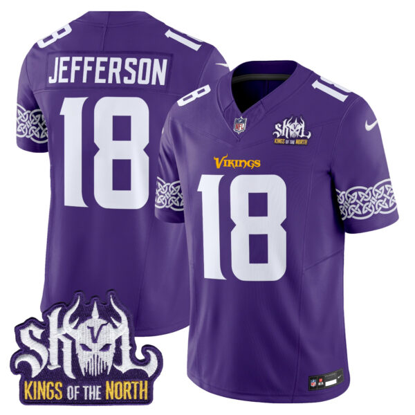 Men's Minnesota Vikings Kings Of The North Patch Vapor Limited Jersey V2 - All Stitched - Image 2
