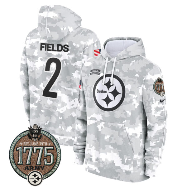 Men's Steelers 2024 Salute to Service Establishment Year Patch Fleece Pullover Hoodie - All Stitched - Image 11