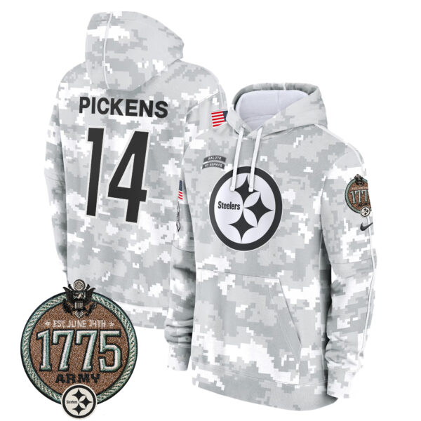 Men's Steelers 2024 Salute to Service Establishment Year Patch Fleece Pullover Hoodie - All Stitched - Image 13