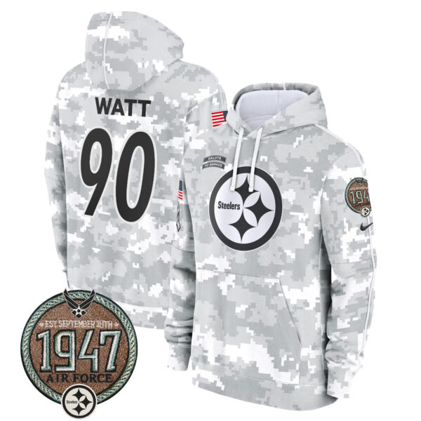 Men's Steelers 2024 Salute to Service Establishment Year Patch Fleece Pullover Hoodie - All Stitched - Image 32