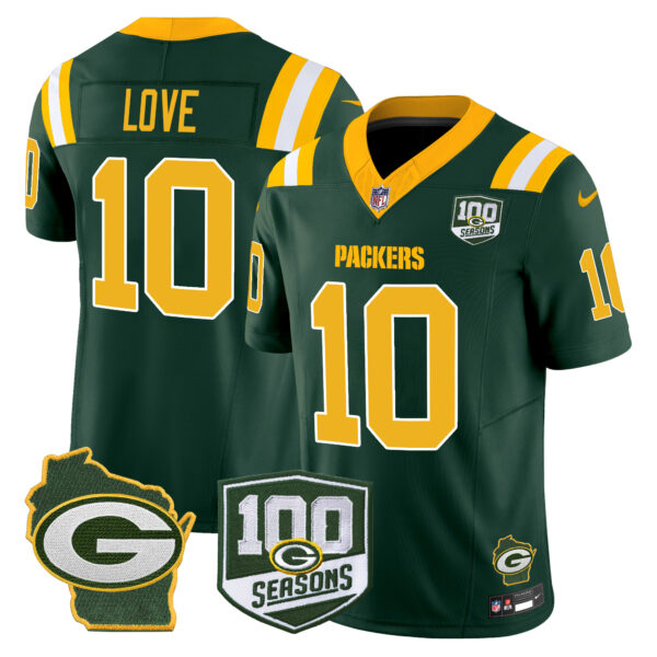 Men's Packers 100th Season & Home Patch Vapor Limited Jersey - All Stitched - Image 15