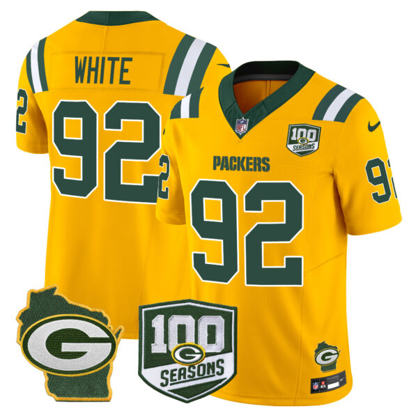 Men's Packers 100th Season & Home Patch Vapor Limited Jersey - All Stitched - Image 42