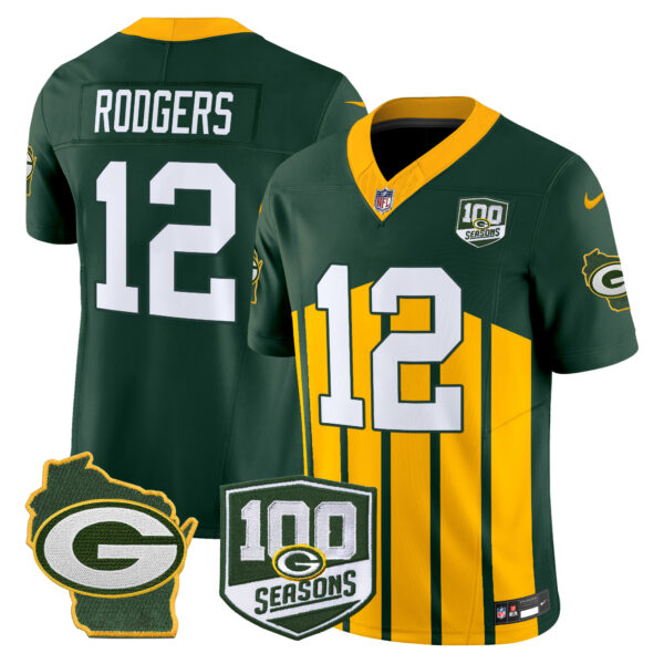 Men's Packers 100th Season & Home Patch Vapor Limited Jersey - All Stitched - Image 47