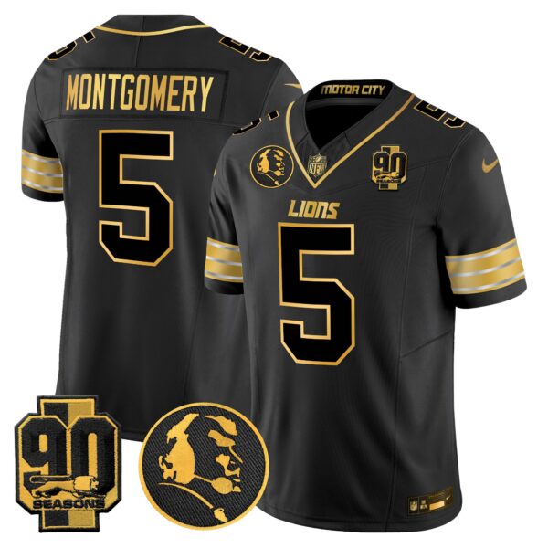 Men's Detroit Lions 2024 90th & John Madden Patch Gold Vapor Limited Jersey - All Stitched - Image 20
