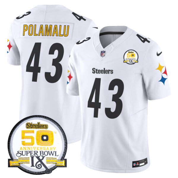 Men's Steelers 50th Anniversary Of Super Bowl IX Patch Vapor Limited Jersey V2 - All Stitched - Image 45
