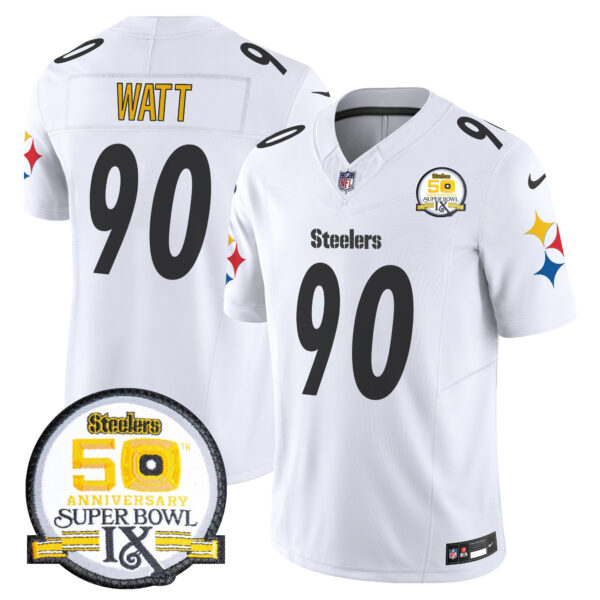 Men's Steelers 50th Anniversary Of Super Bowl IX Patch Vapor Limited Jersey V2 - All Stitched - Image 42