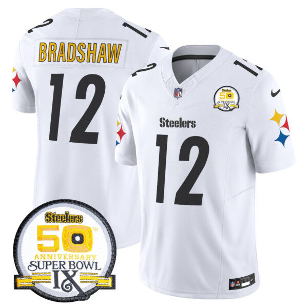 Men's Steelers 50th Anniversary Of Super Bowl IX Patch Vapor Limited Jersey V2 - All Stitched - Image 46