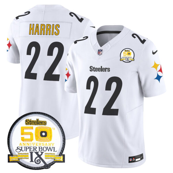 Men's Steelers 50th Anniversary Of Super Bowl IX Patch Vapor Limited Jersey V2 - All Stitched - Image 44